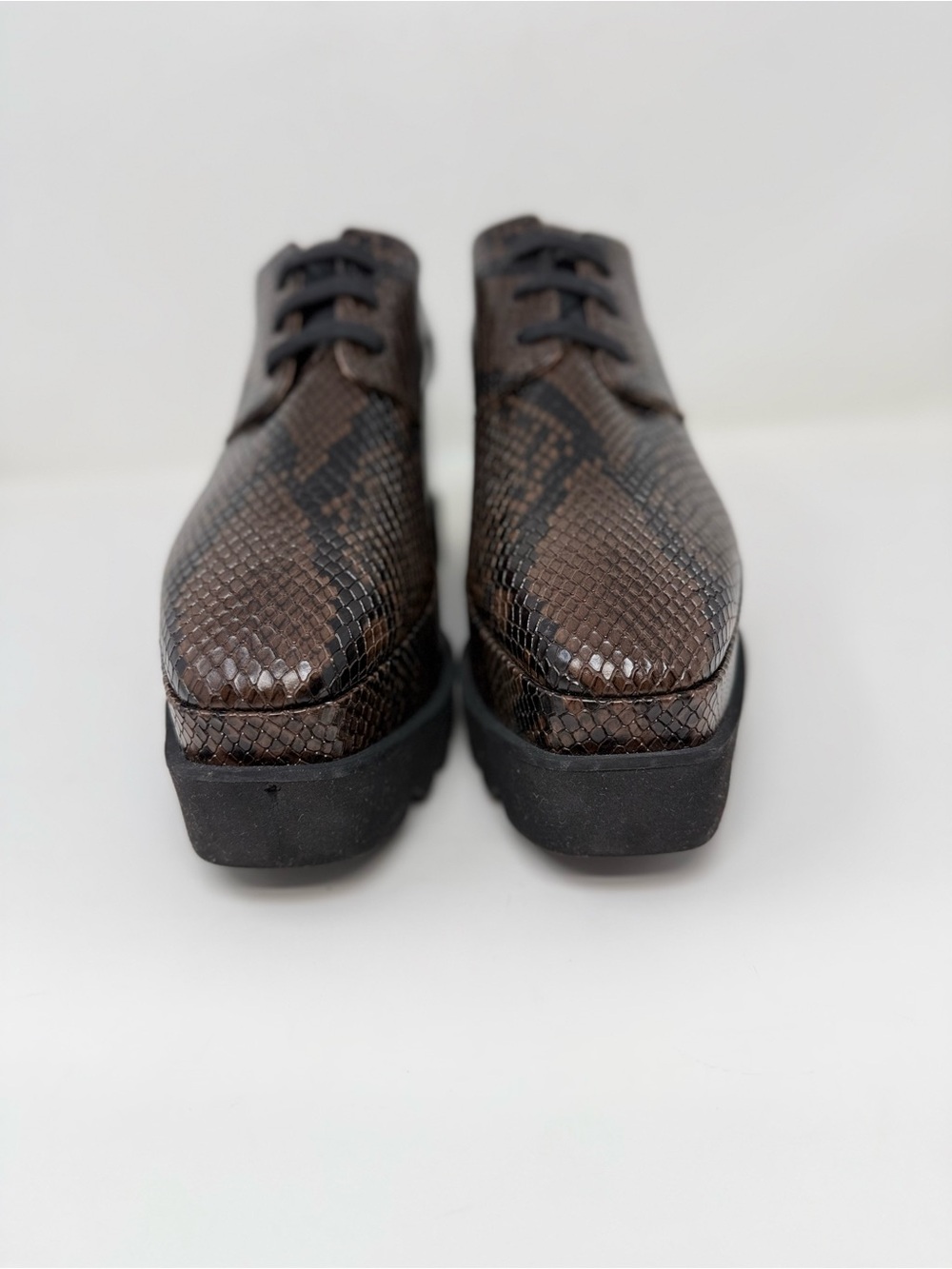 Stella McCartney Elyse Snake Platform Loafers Coffee Sz 7 - Picture 9 of 15